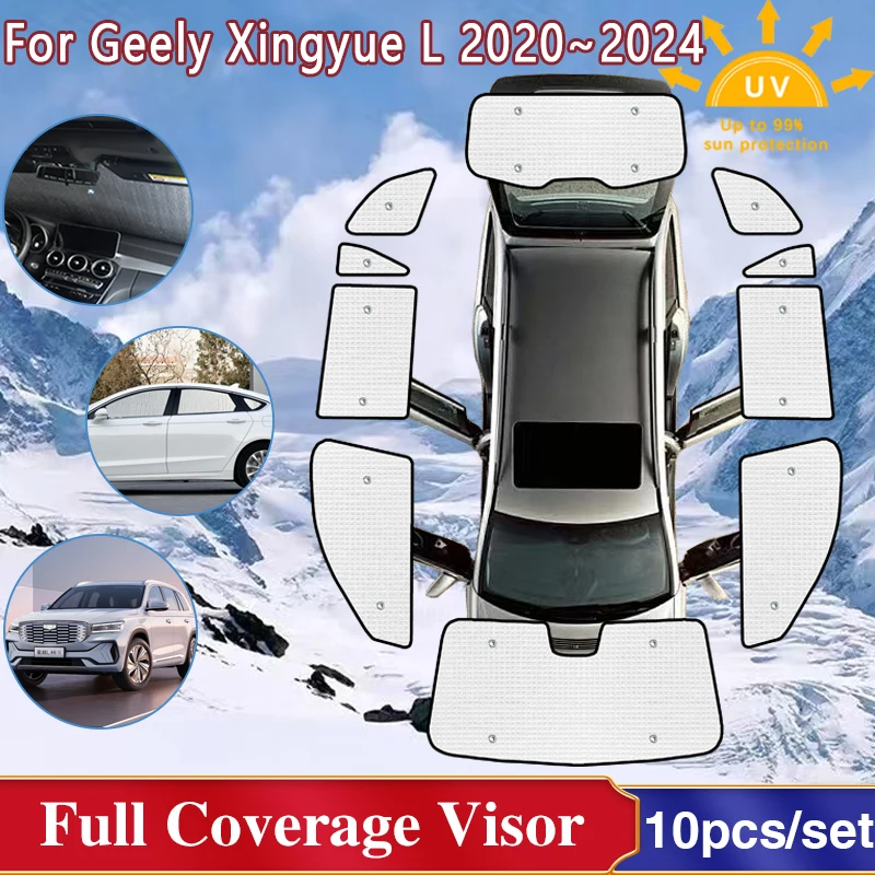 Car Windows Visor For Geely Monjaro 2020~2024 Accessories Geely Xingyue L Sun Shade Windshield  Sun Protection Anti-UV Sunshades