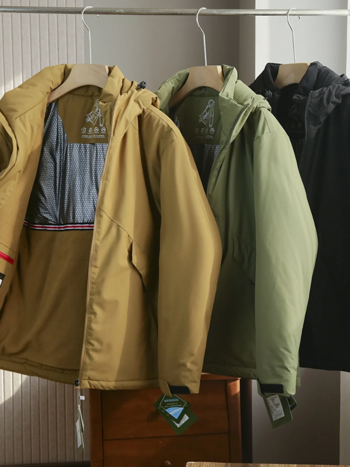 

aphene Insulated Hooded Thiened Warm Cotton Jaet Men's Casual Outdoor Autumn Winter Faion Urban Sle Stand Fit Zi...