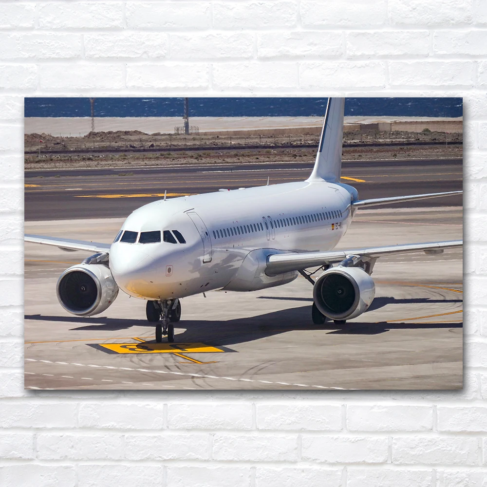 Картина на холсте с изображением пассажирского самолета Airbus A320, настенный декор, постер с самолетом, украшение для спальни