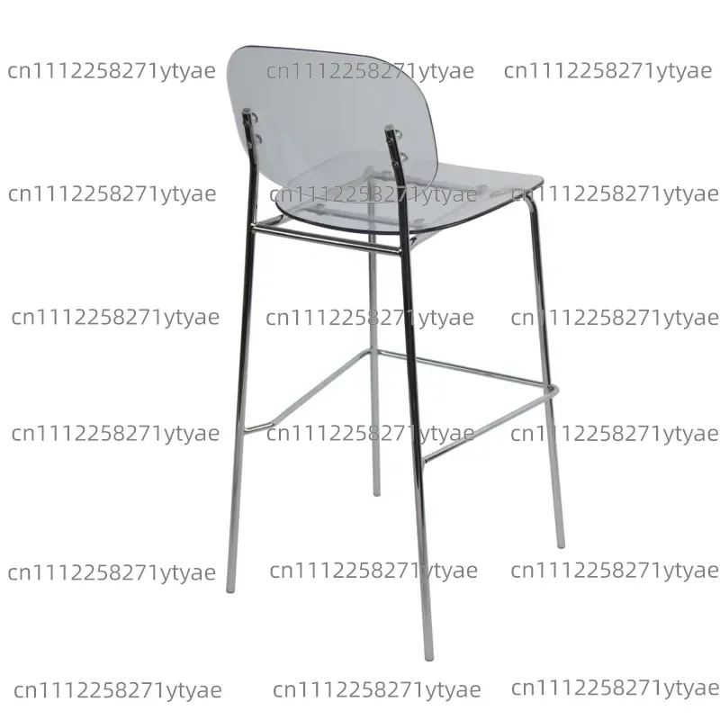 Modern transparent acrylic bar stool 4-piece set with chrome-plated metal legs, modern rotating design, suitable for family