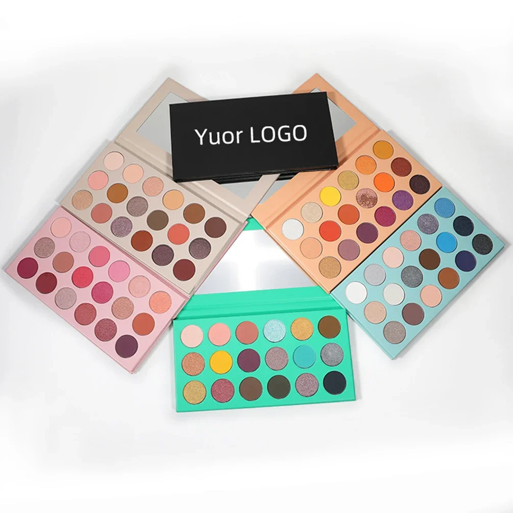 Private Label 26mm Round Hole Eye Shadow Custom Logo Pigment Shimmering Matte Glitter Eyeshadow Bulk Makeup DIY 9 Color Palette