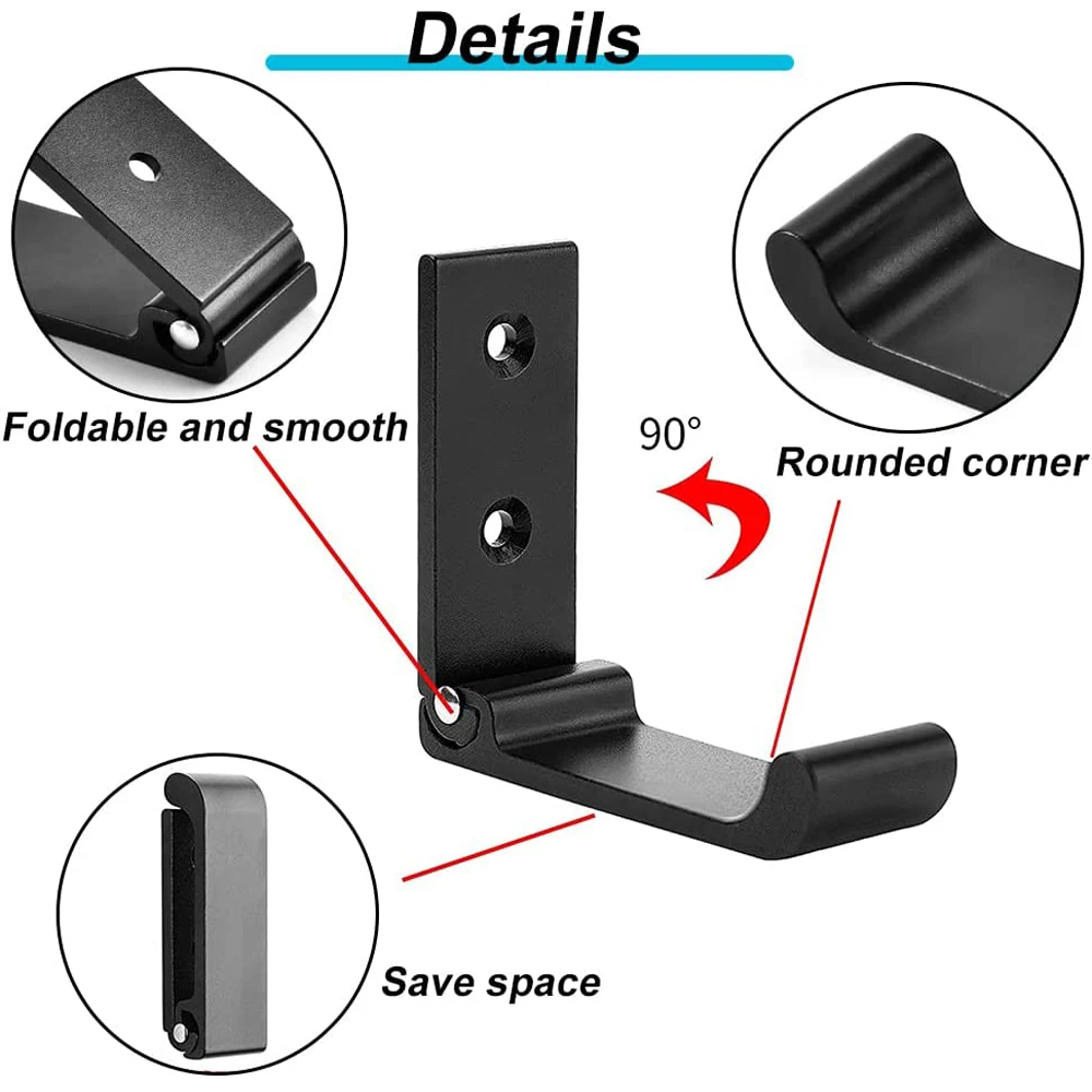 4Pcs Folding Coat Hooks Heavy Duty Aluminum Wall Mount Clothes Rack No Rust Invisible Wardrobe Towel Hanger Hook with Screws image 3