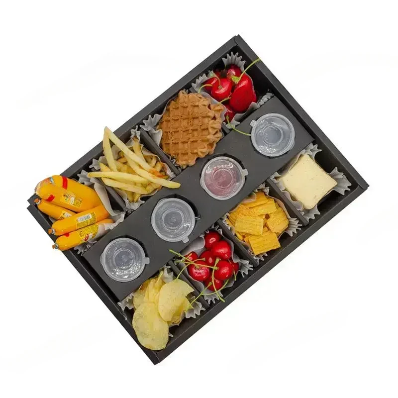 

Бумажная коробка для еды на вынос с разделителем для закусок и сладостей, белая, для бранча