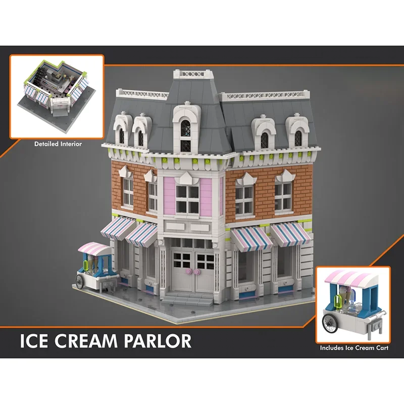 Modular City Building Model Moc Building Blocks Ice Cream Shop Technology Brick DIY Assembly Holiday Gifts Construction Set Toys