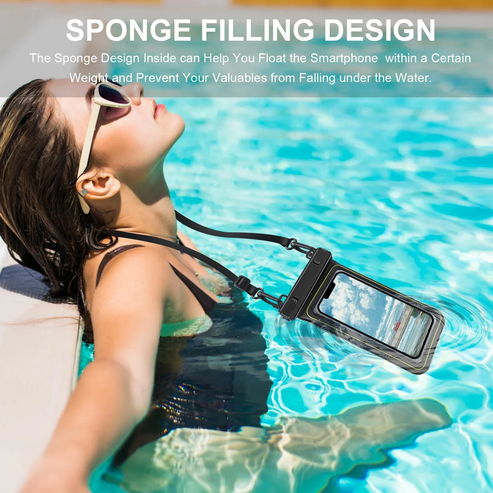 HAISSKY Borsa per telefono impermeabile per iPhone 16/15/14/13/12 Pro Max/XR Custodia universale per nuoto a tracolla Custodia per iPhone Xr