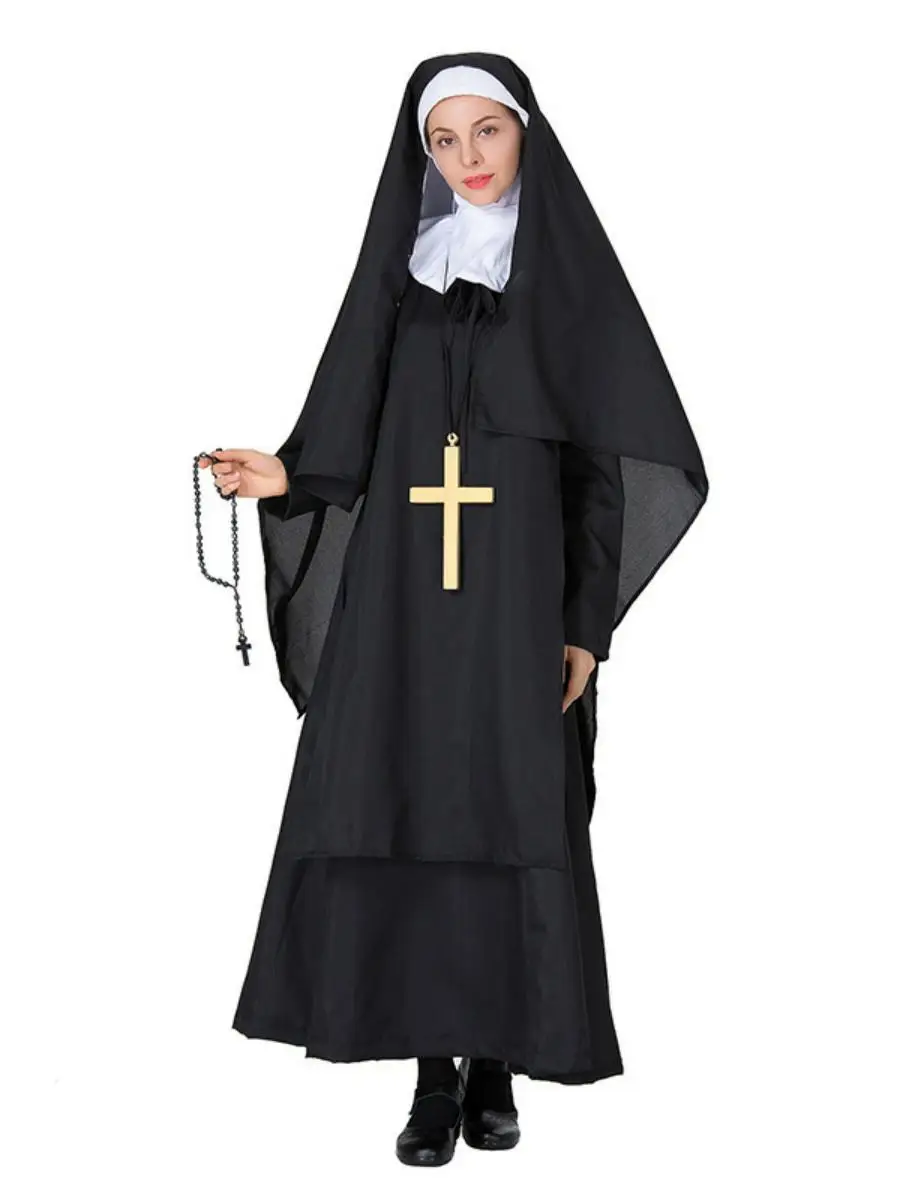 Nuovo costume da spettacolo loween Mary e Nun Priest Ball Performance Abbigliamento Costume di scena etnico Faion da donna