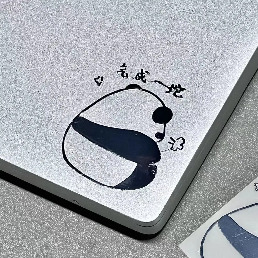 Bekerdecoratie Panda Computer Decoratieve Stickers Cartoon Duurzaam Computer Metalen Sticker Dagboekstickers Thuis en kantoor