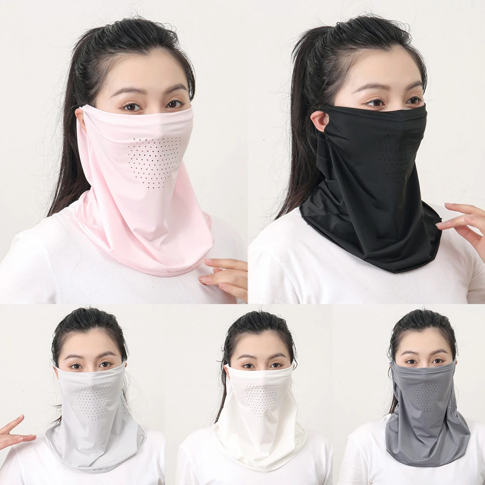 Breathable Sunscreen Mask Woman Sunscreen Face Scarf Soft Riding UV Protection Face Mask Outdoor Ice Silk Neck Wrap Cover