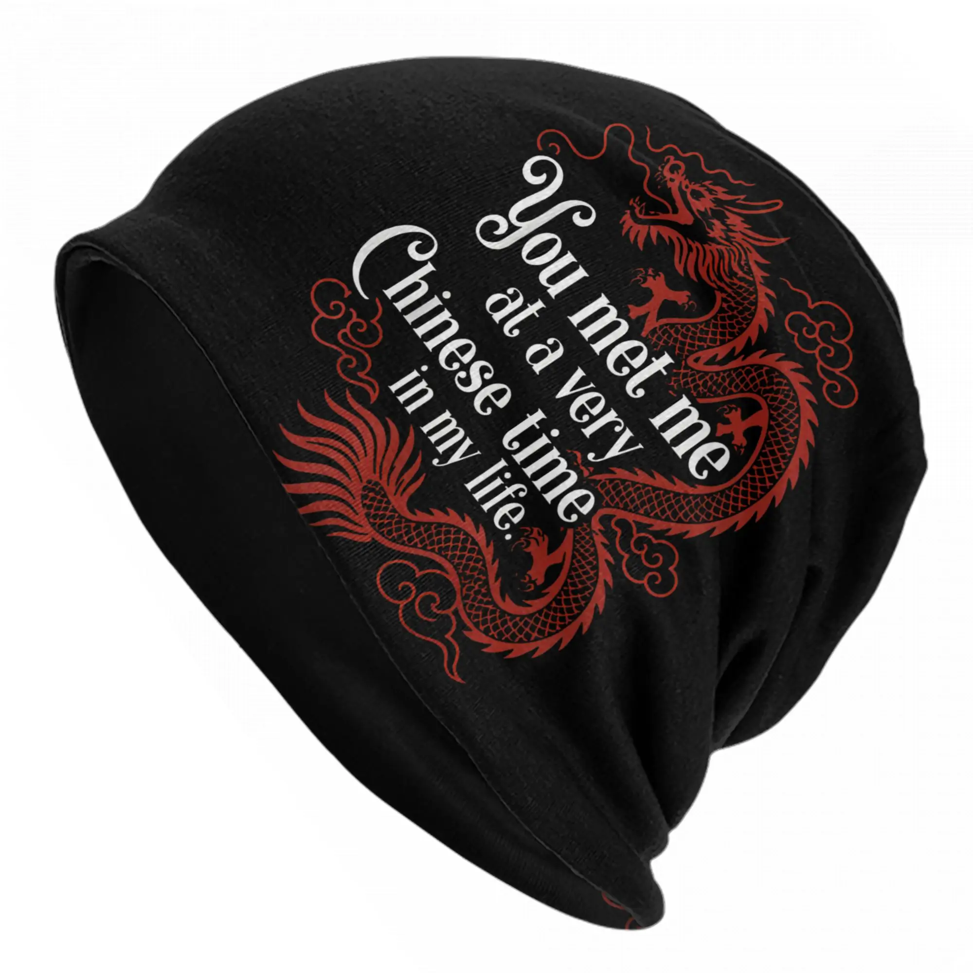 You Met Me At A Very Chinese Time  Caps Dragon Circle Elegant Quote   Skullies Beanies Hat Spring Warm Dual-use Bonnet Hats