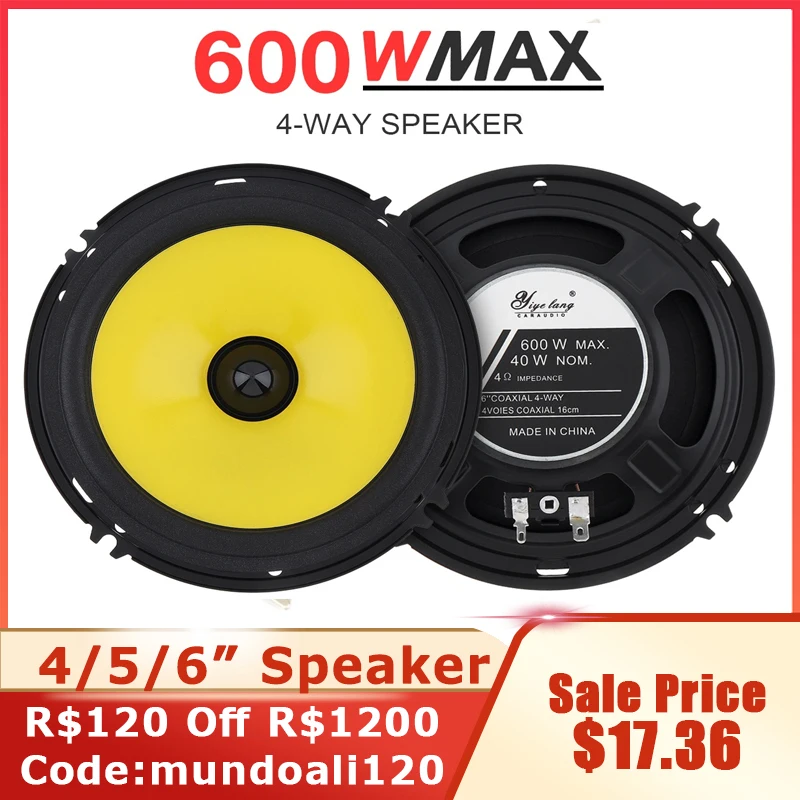 2pcs 4/5/6 Inch Car Speakers 600W Full Range Frequency Heavy Mid-bass Ultra-thin Modified Car Audio Speakers for Car Automotive