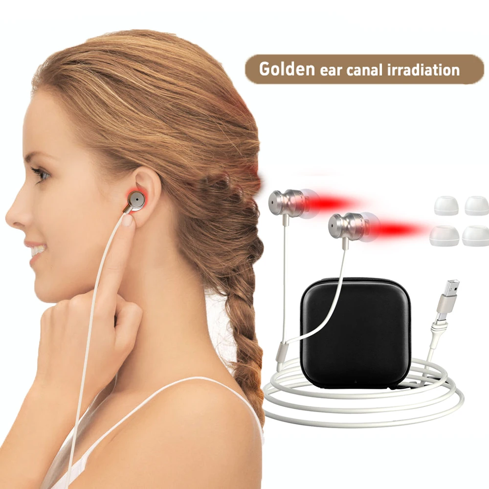 650nm Laser Earplugs Red Light Irradiator LLLT Physiotherapy Device Tinnitus Otitis Media USB Type-C Ear Care Tool Improve Sleep
