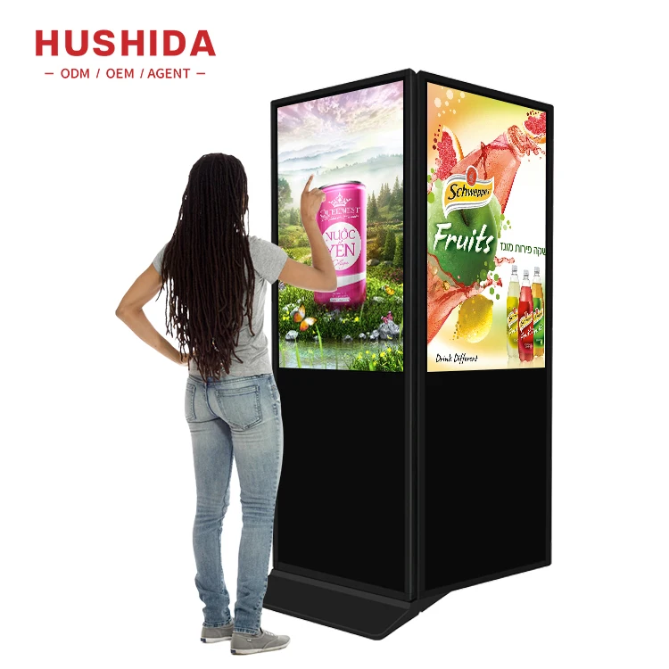 High Definition Brightness Commercial Indoor Digital Signage Led Display Double Side Advertising Lcd Screen