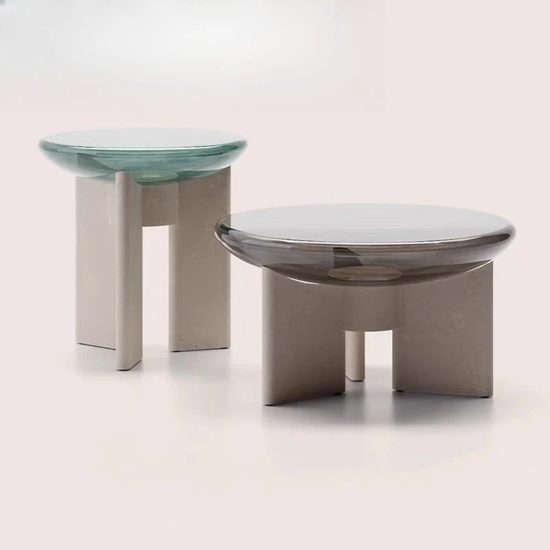 

Nordic modern creative art transparent resin side few living room household small apartment fiberglass