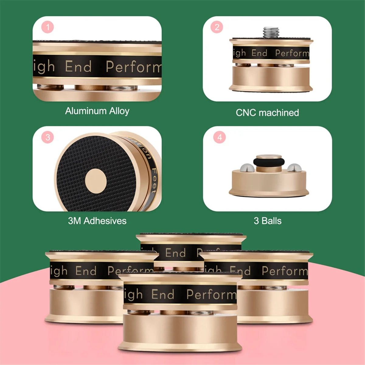 HiFi مكبر صوت حامل وسادة للقدم مضادة للصدمات سبايك عزل قدم لمكبر الصوت Preamp مشغل تسجيلات الفينيل أسود