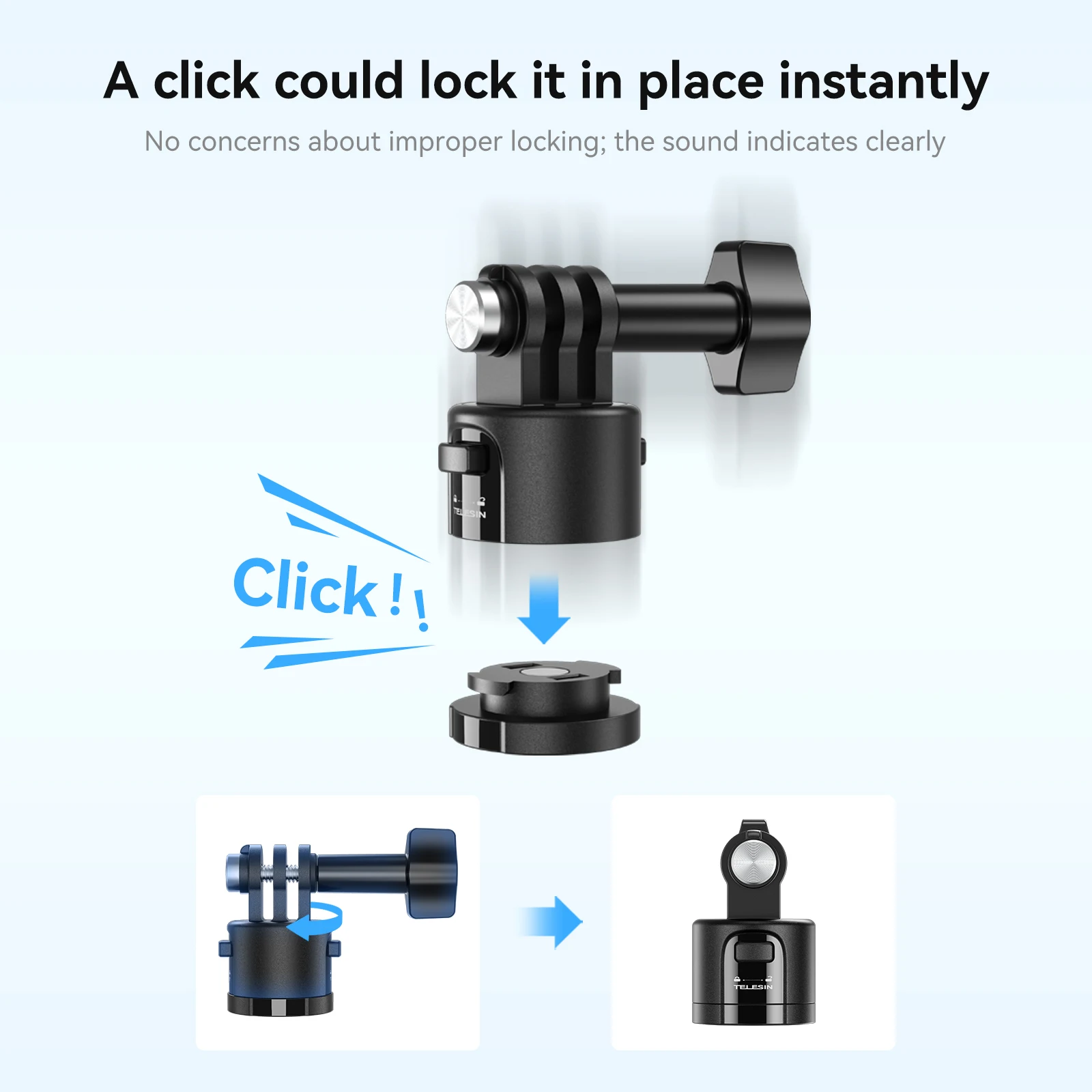 Adaptador magnético de liberação rápida TELESIN com parafuso 1/4 para Gopro Hero Insta 360 DJI OSMO Action Action Camera acessórios