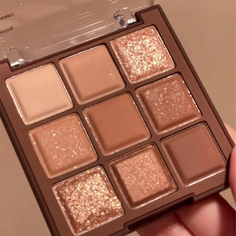 Paleta de sombras de ojos de nueve colores, sombra de ojos de té con leche de Chocolate, mate, maquillaje impermeable, sombra de ojos duradera, brillante, G5Z2