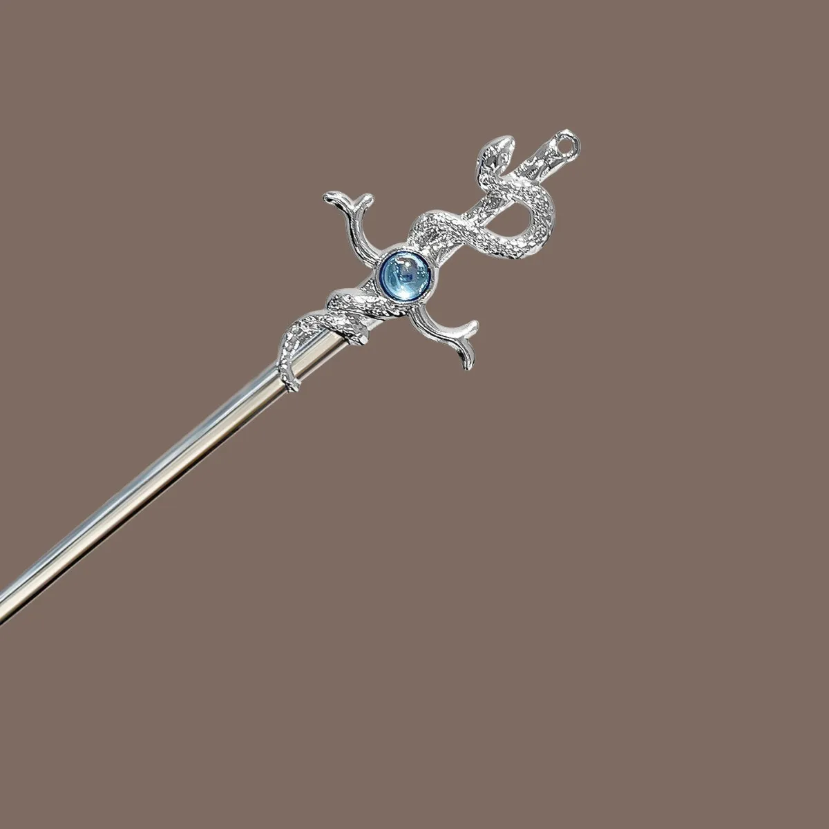 Niche-Snake Shaped Hairpin Neo Chinese Style Glitter Moonlight Stone Metal Hair Stick Girls Trendy Jewelry Hair Accessories 1pc image 3