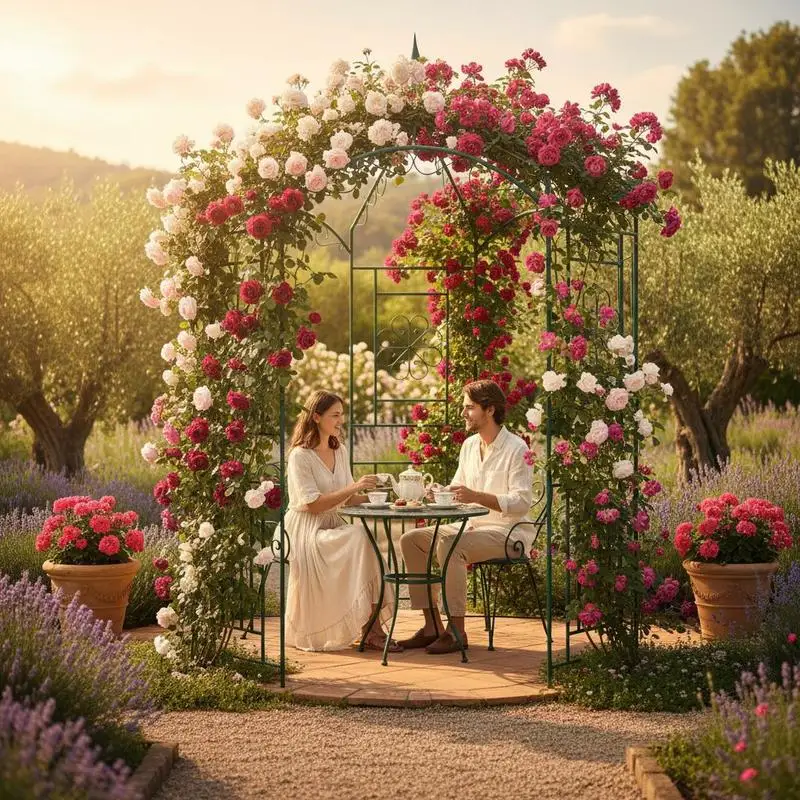 Arche de jardin en fer forgé 250 x 160 cm vert foncé, résistante aux intempéries, support stable pour roses et plantes, livraison depuis entrepôt local