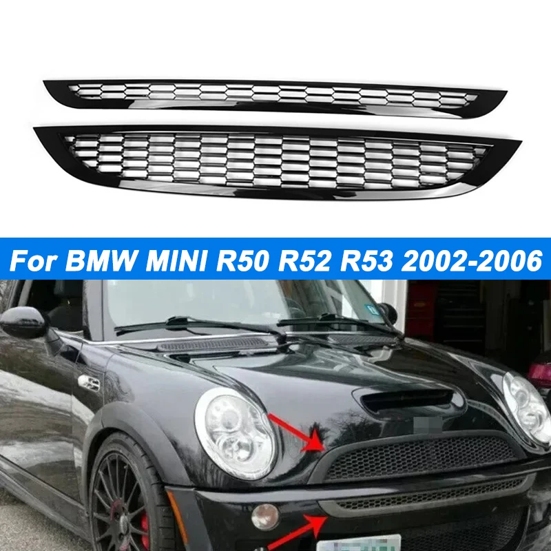 

2pcs Car Front Bumper Grill For Mini Cooper R50 R52 R53 2002-2006 Honeycomb Mesh Grille Racing Radiator Trims Cover Auto Parts