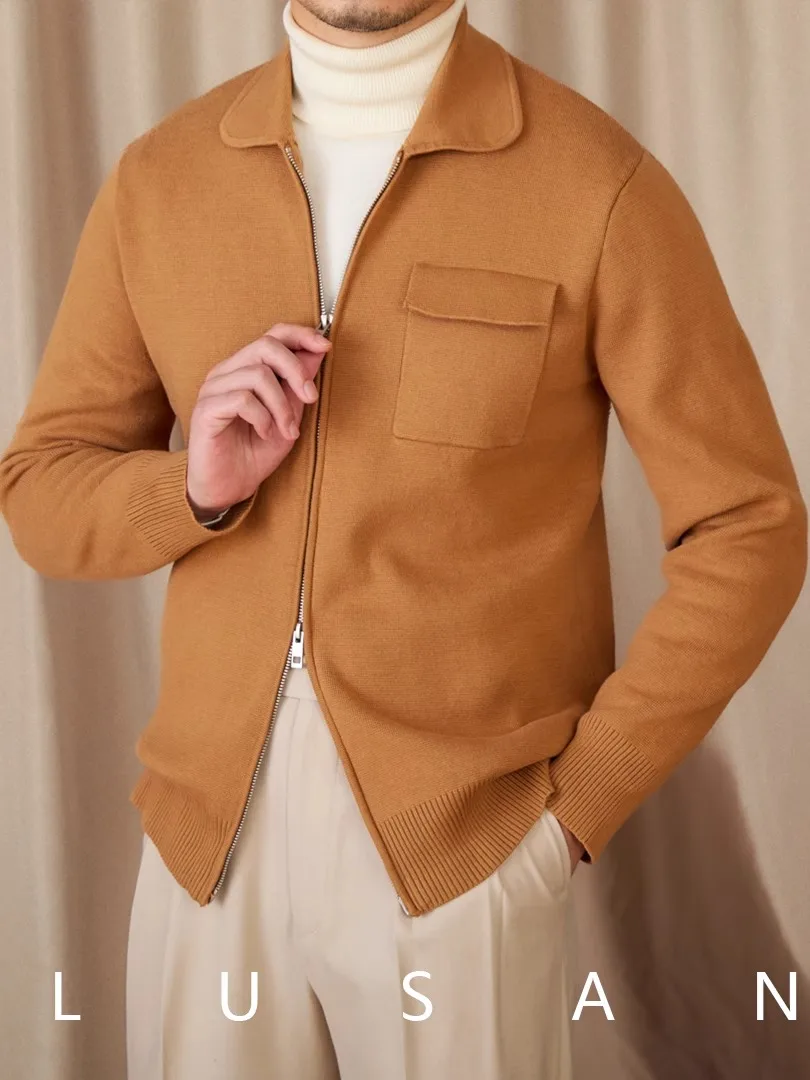 

Men's Cotton Knit Cardigan | Korean Retro Zipper Jacket | Slim Fit Long Sleeve | Casual Minimalist Outerwear