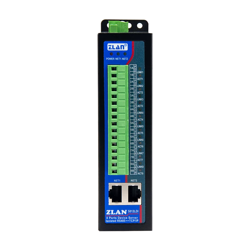 Isolation Type 8-port Server, 8-channel RS485 Multi Port to Ethernet Modbus/MQTT Gateway RTU to TCP Communication Rail Type