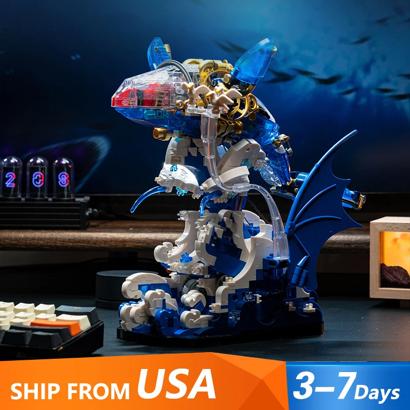 

1519PCS MOC Creative Bionic Sea Animals Building Blocks Set Mechanical Whale Model Bricks DIY Assembly Toys Gift for Kids Adult