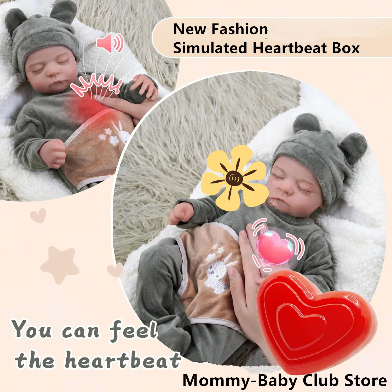 Pop Cadeau Nieuw Bebe Heartbeat Box Voor Reborn Poppen Pasgeboren Baby Speelgoed Met Levensechte Hartslag Begeleiden Kids Geschenken Hartslag Speelgoed