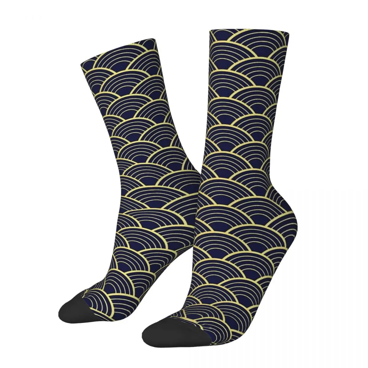 

Funny Happy Men's Socks Japanese Pattern Circles Golden Premium Vintage Harajuku Geometric Patterns Casual Crew Crazy Sock