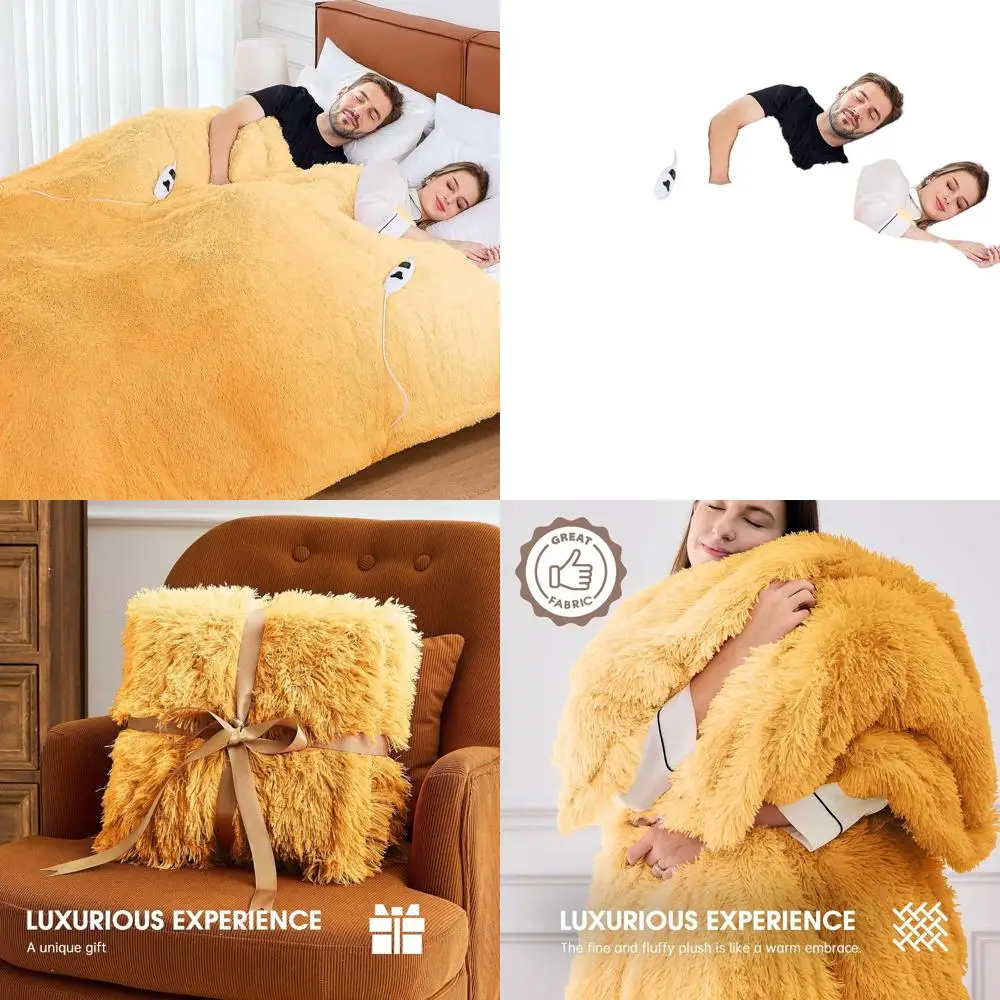 

Queen Size Heated Blanket - Faux Fur Sherpa, 10 Heat & 5 Timer Options, Perfect Winter Gift for Women & Grandmas, 84x90 Beige