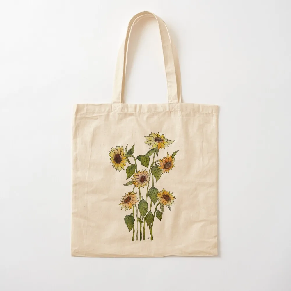 Sunflowers Botanical illustration Tote Bag cute tote bag shopper bag women canvas tote bags aesthetic eco folding