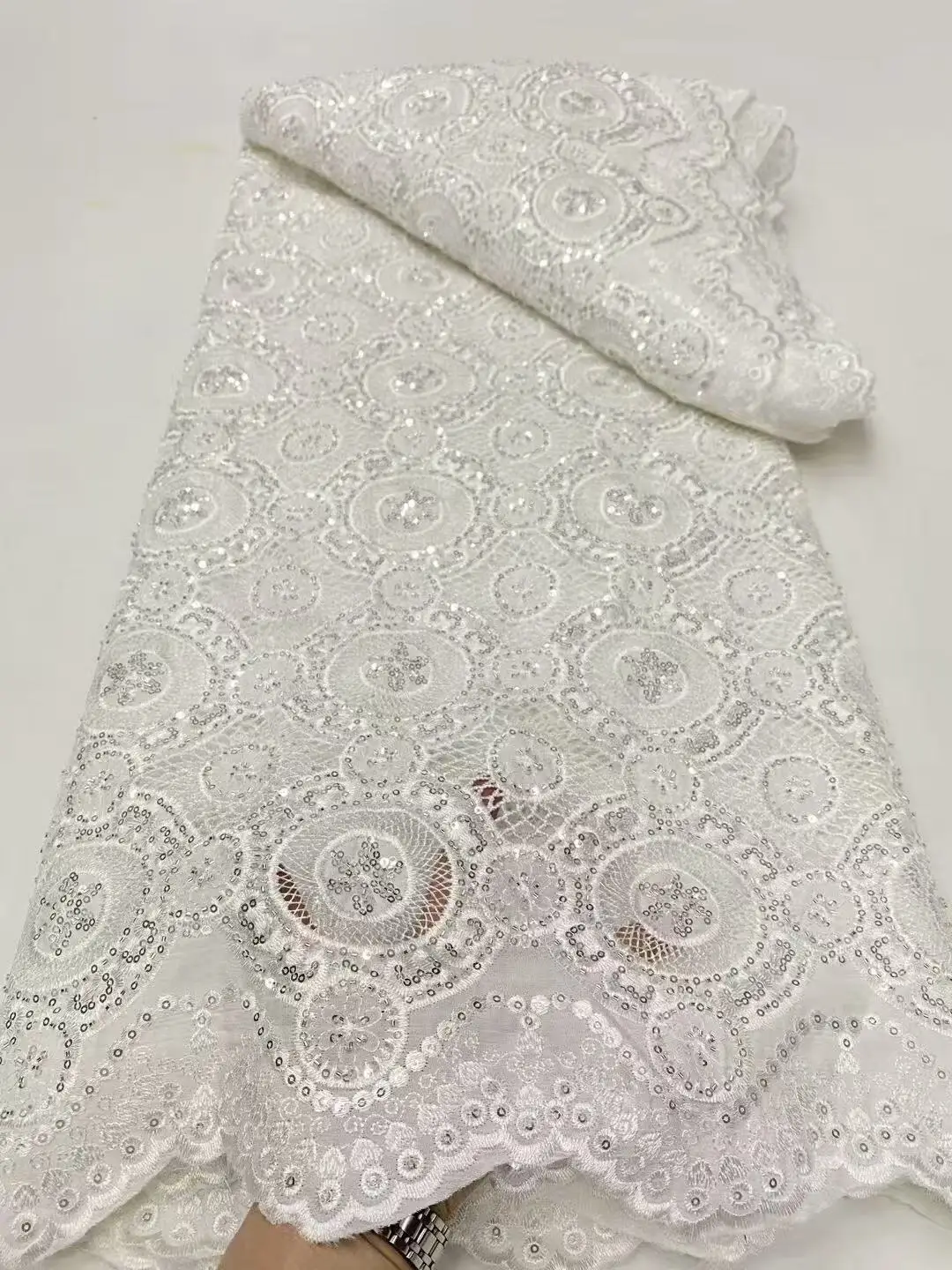 

African Carbon Fiber Lace Fabric,Cotton Fabrics Materials For Clothes,By The Meter,Embroidery,2025,Party Dresses,Tulle,5 Yards