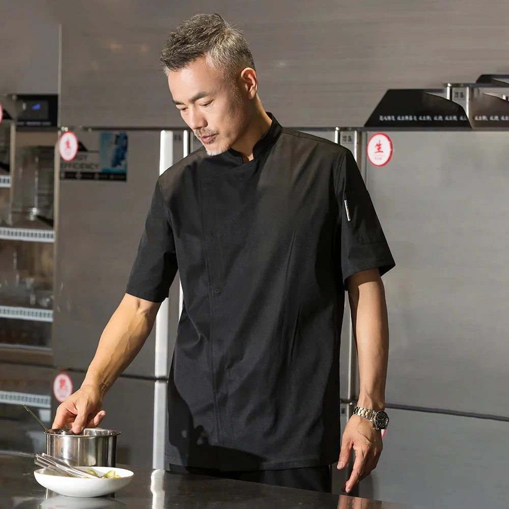 Unisex Chef Kookjas Met Korte Mouwen Werkkleding Keuken Kokkas Hotel Restaurant Kelner Werkuniform Ober Top Bakkerij Jas