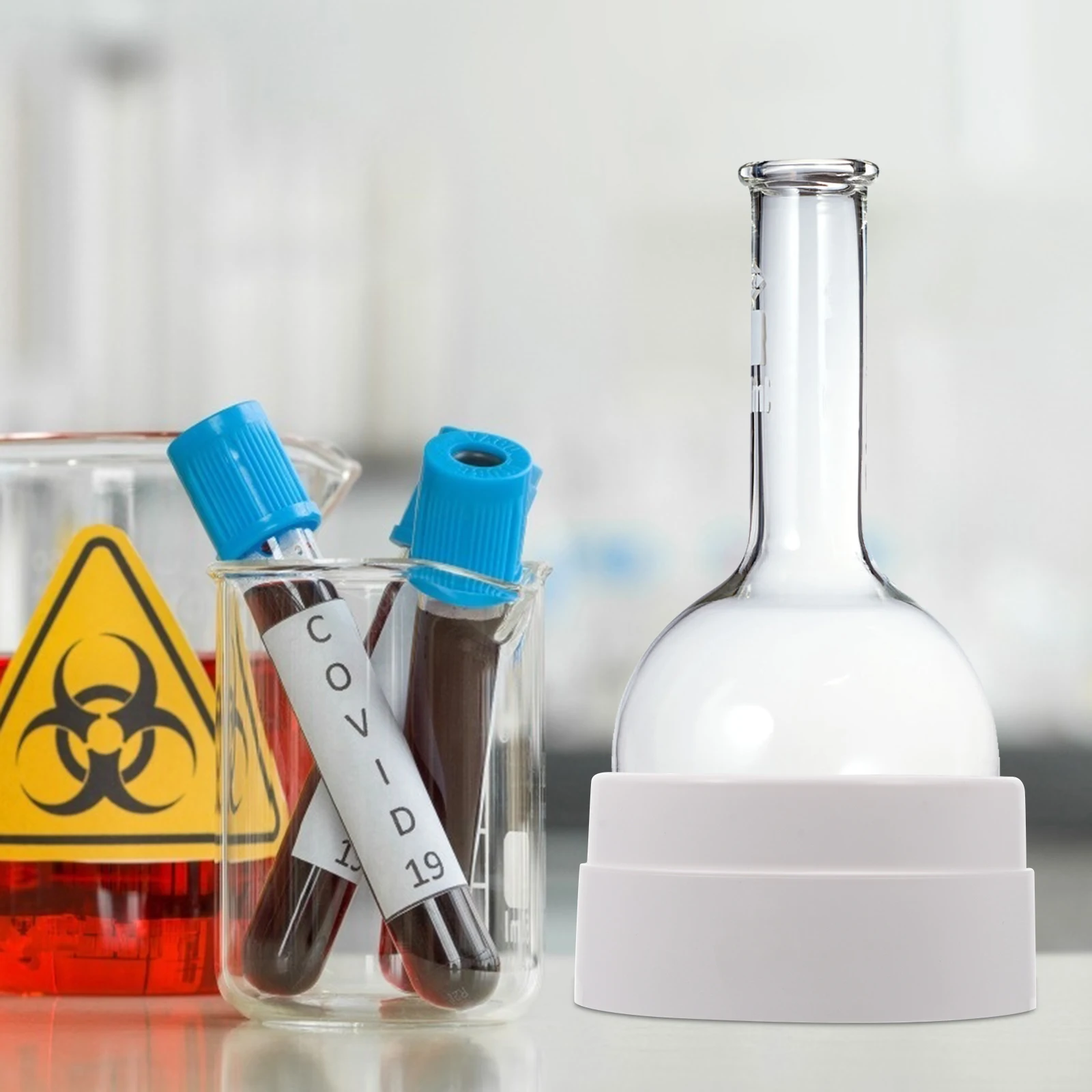 3 個 90 ミリメートル丸底スタンドプラスチック実験用フラスコホルダー積み重ね可能マルチレベル学校教育実験室機器フラスコ用