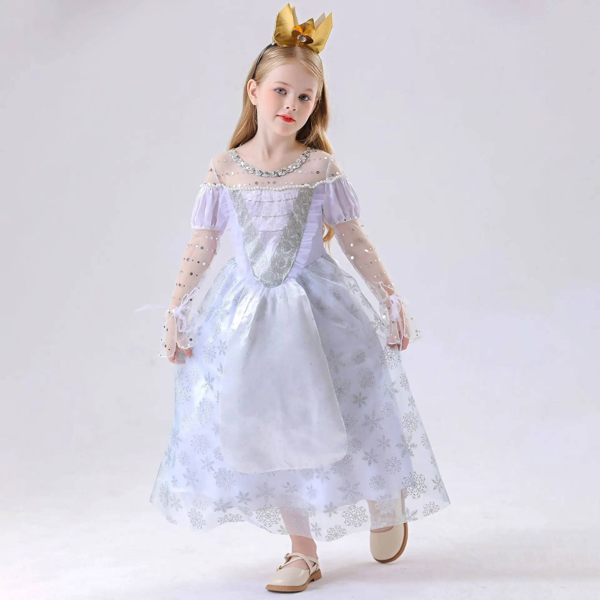 

Girls Princess Dresses Cosplay White Queen Alice In Wonderland Costume Kids Halloween Party Stage Performance Fancy Dress