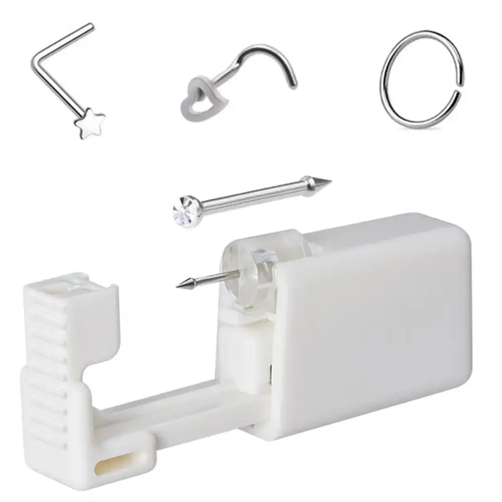 1/5pcs Set Disposable Nose Ear Piercing Gun Sterile Nose Stud Gun Star Heart Nose Ring Studs Self Piercing Tool for Home Use