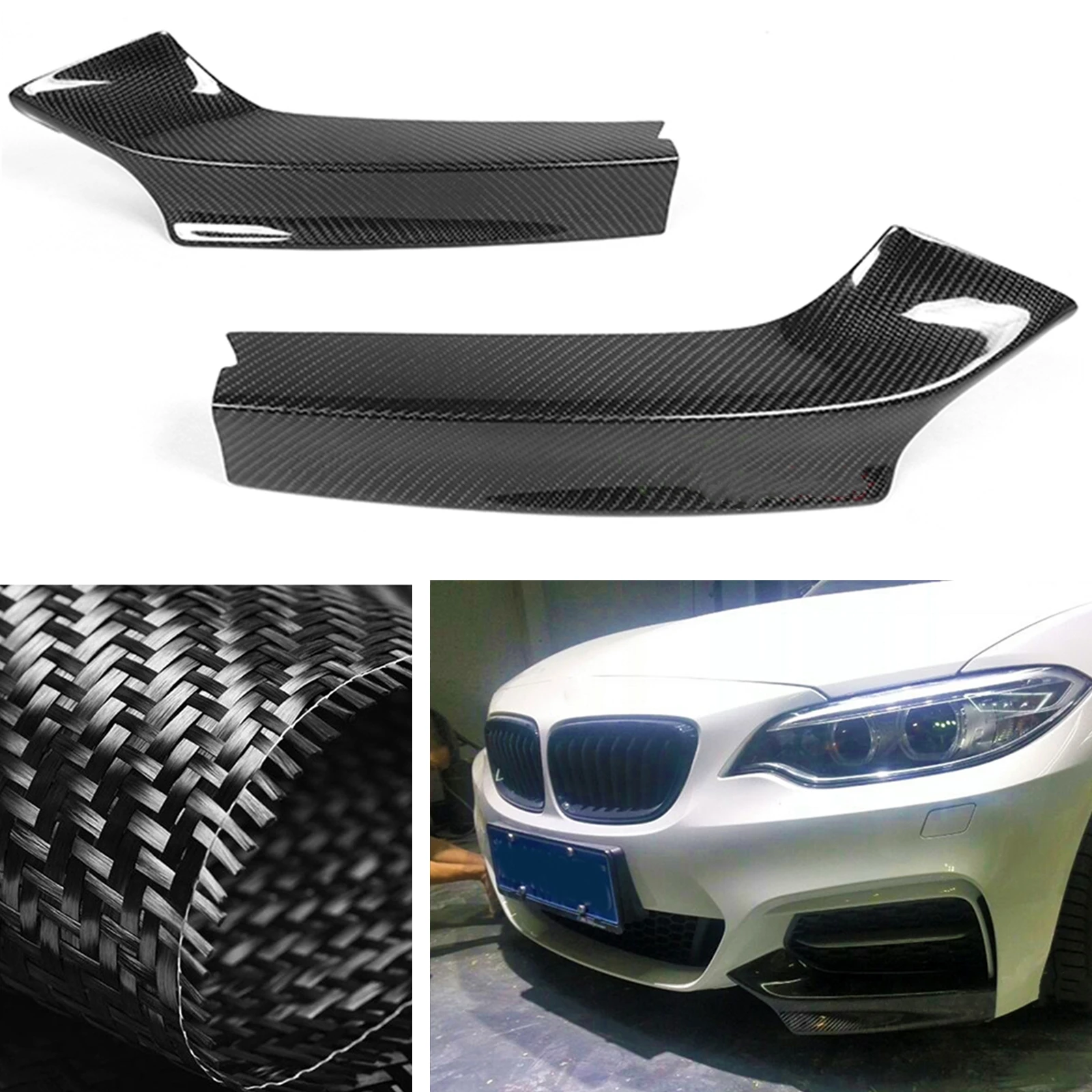 

Carbon Fiber Front Bumper Side Spoiler Lip Corner Cover Trim For BMW 2 Series F22 F23 M235i M240i M Sport 2014-2021 COUPE 2 Door