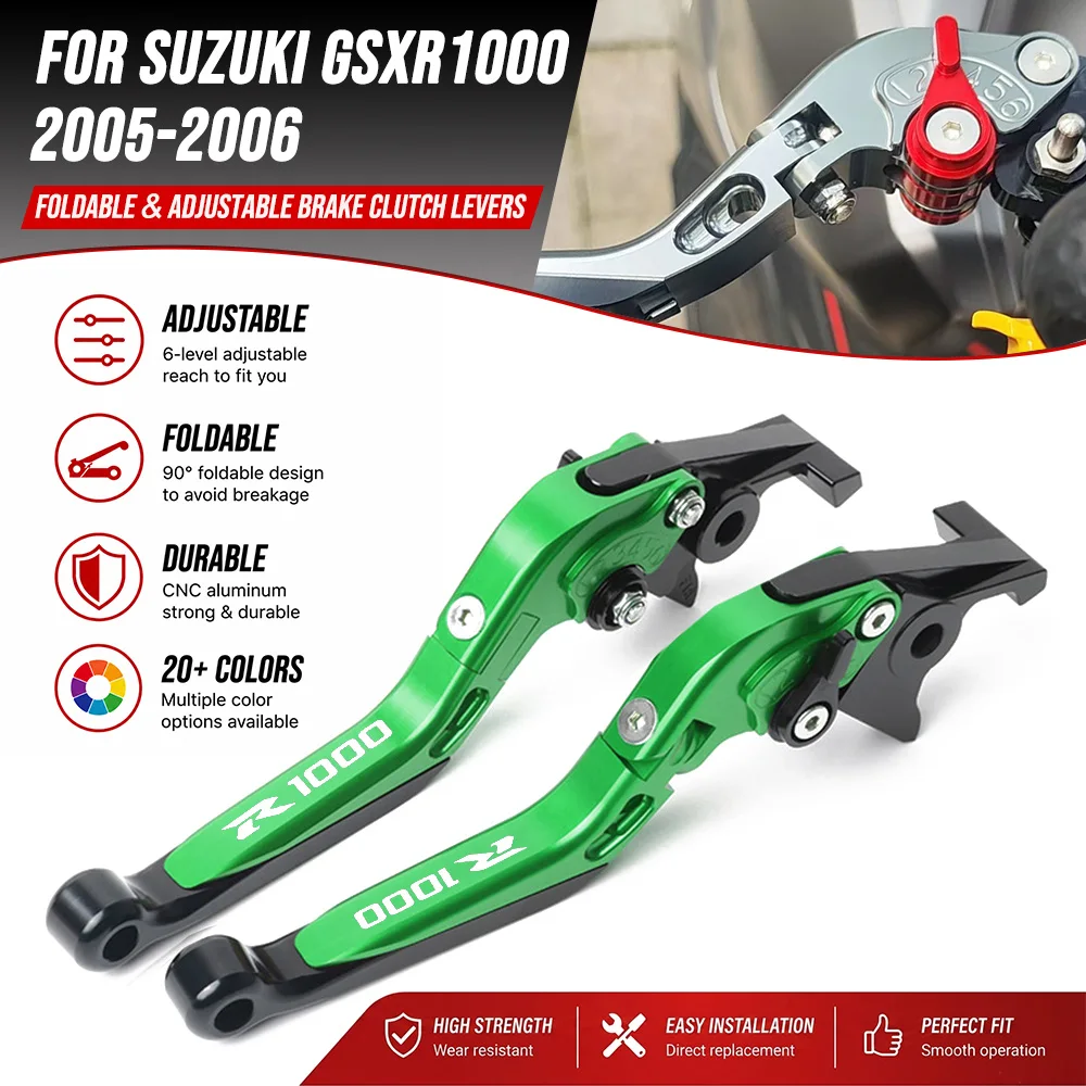 For SUZUKI GSX R1000 GSXR1000 gsxr1000 2005 2006 CNC Accessories Adjustable Folding Brake Clutch Levers Extendable Handles Lever