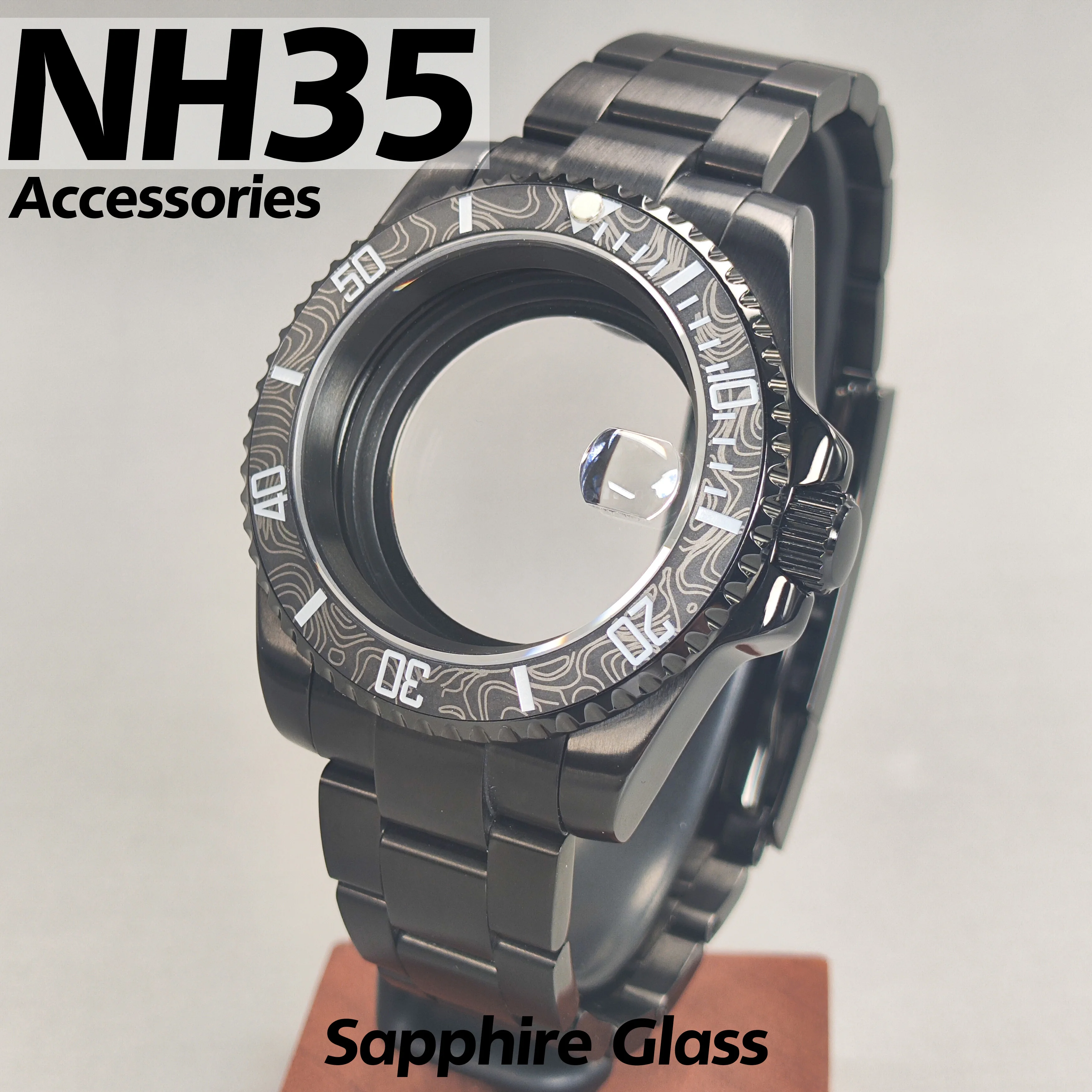 

NH35 watch case 40mm sub/gmt sapphire crystal 120 clicks stainless steel case suitable for NH35 NH36 movement wear 28.5mm dial