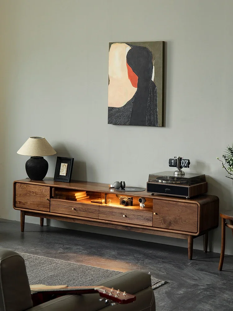 North American black walnut TV cabinet living room cabinet simple Nordic audio-visual cabinet small apartment