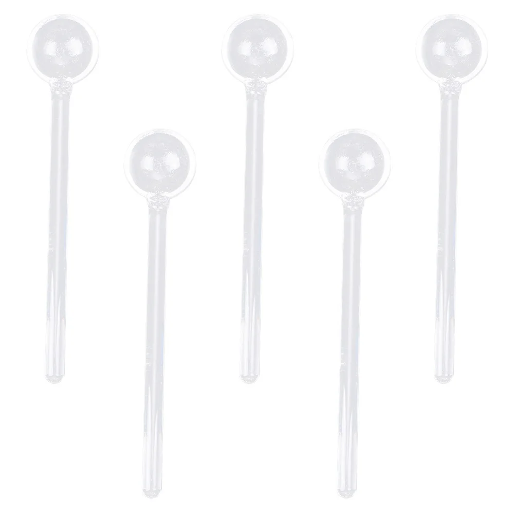 

5Pcs Coffee Stirring Spoon Transparent Glass Long Handle Mixing Spoons for Tea Dessert Jam Office Cafe Use