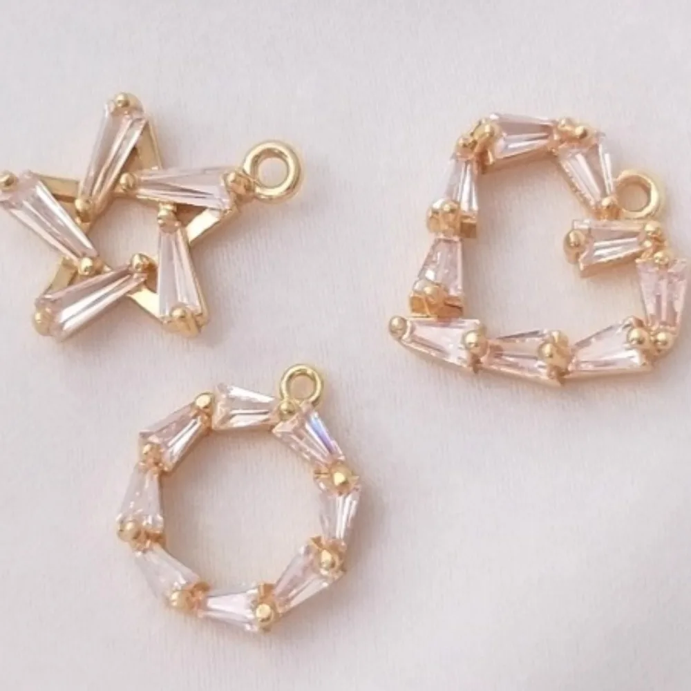 

1 шт., медные подвески, 14-каратное золото, Т-образный циркониевый кулон в форме сердца, кулон в форме сердца, браслет ручной работы, кулон-ожерелье