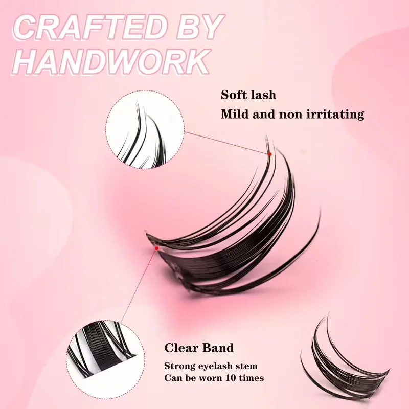 Rizos de pestañas hada de aspecto natural, estilo manga, extensión de pestañas en racimos, 120 piezas de 8-16 mm 5