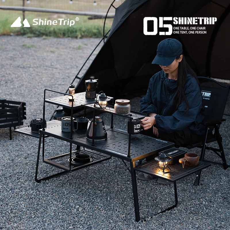 ShineTrip-Camping IGT Modular Free Standing Table, Portable BBQ Table, Folding Aluminium Camping Table Set, Outdoor 05 Series