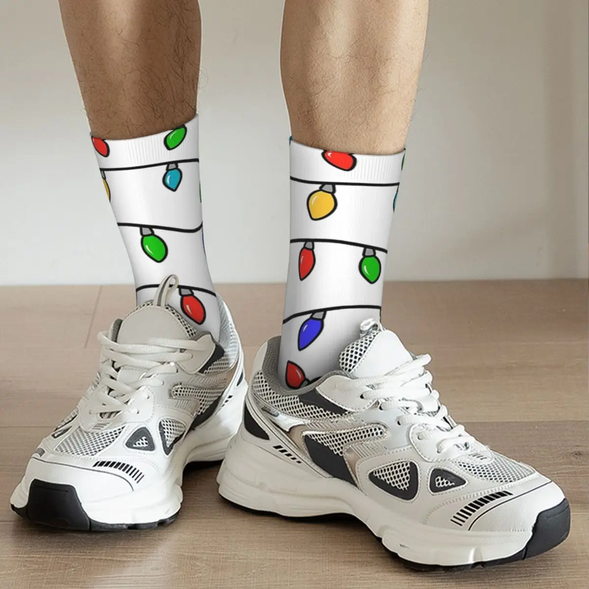 Christmas Lights Socks Harajuku Sweat Absorbing Stockings All Season Long Socks Accessories for Unisex Birthday Present