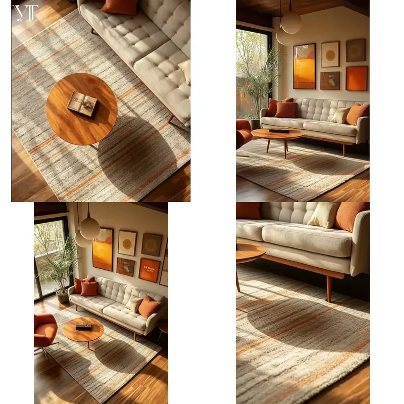 Custom Handmade Modern Abstract Minimalist Wool Carpet Large Area Living Room Rug Soft Soundproof Non-Slip Easy Care