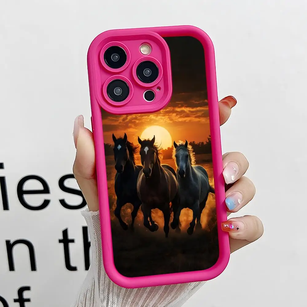 

Модный чехол для телефона с изображением лошади для iPhone 17 16 15 14 13 12 11 Air Pro Max Plus, утолщенный, из ТПУ, разноцветный, роскошный, красивый