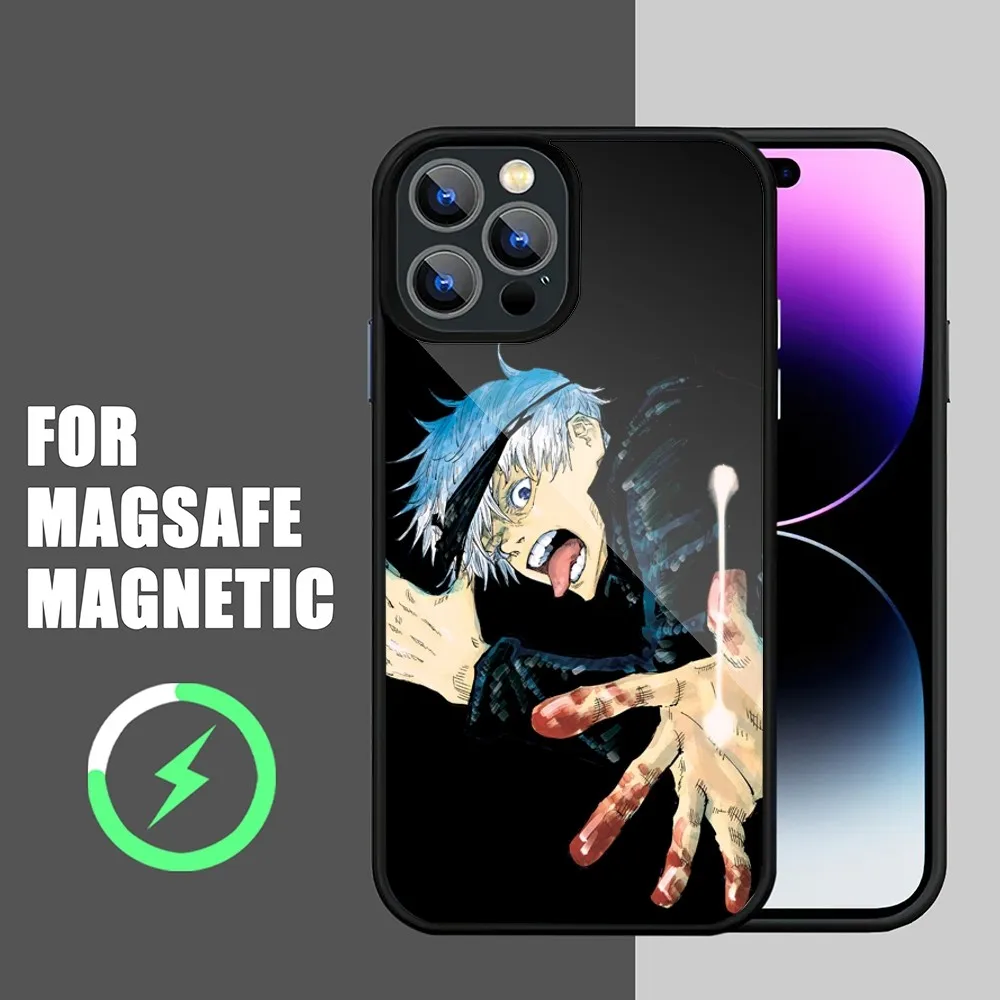 Coque de téléphone magnétique sans fil pour iPhone, coque de charge, Jujutsu Kaimmense Satoru Gojo, Bilibili, 15, 14, 11, 12, 13 Pro Max Plus