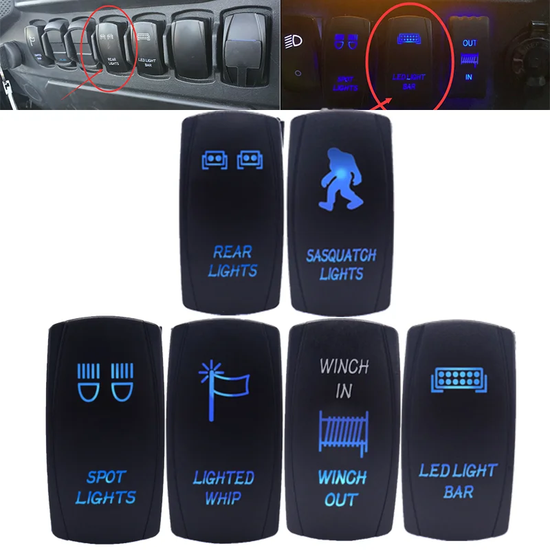

Universal For 4x4 Car SUV ATV UTV Boat Marine Push Button 12V 24V Rocker Toggle Switch Waterproof Auto Car Lights On/Off Switch