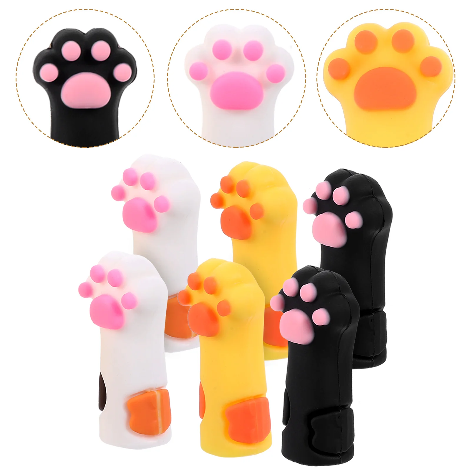 6 Pcs Pen Case Pencil Protective Cases Mini Erasers Caps Lovely Pencils for Kids Cat Claw Extenders Covers Silicone Protectors