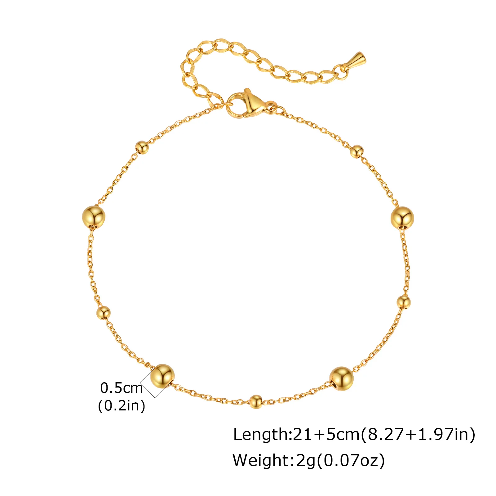 Women's Gold Plated Boho Beaded Ball Anklet, Summer Gift
